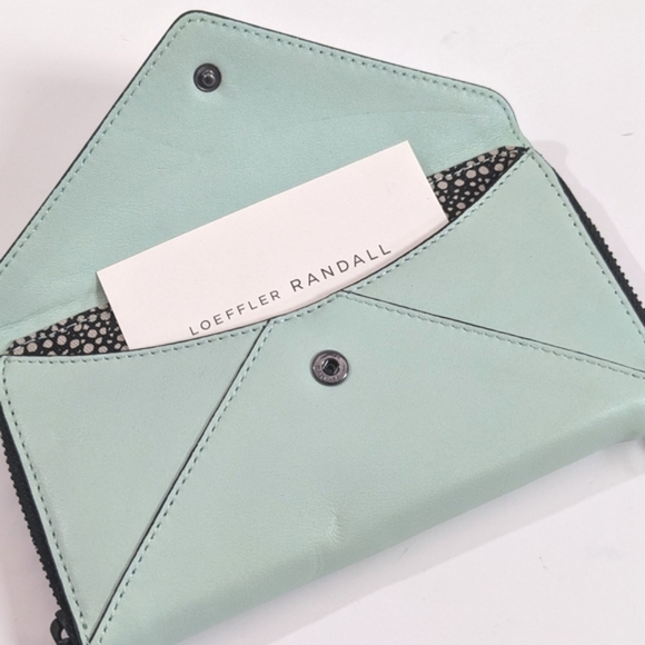 NWT Loeffler Randall Mint (Light Blue-Green) Leather "Zip Wallet" Wristlet - Picture 2 of 10